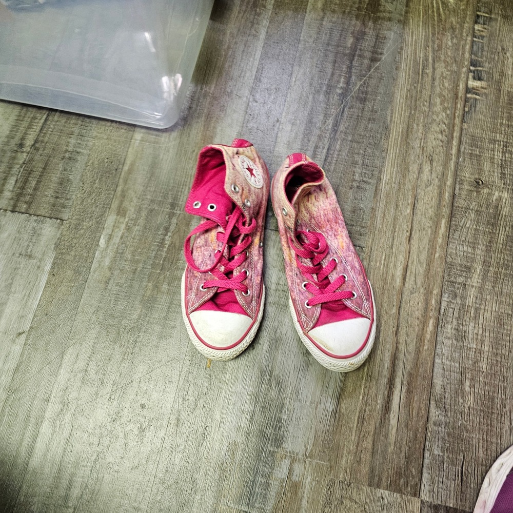Converse Chuck Taylor All Star High Top Pink Purple Watercolor Junior 4 647643C
